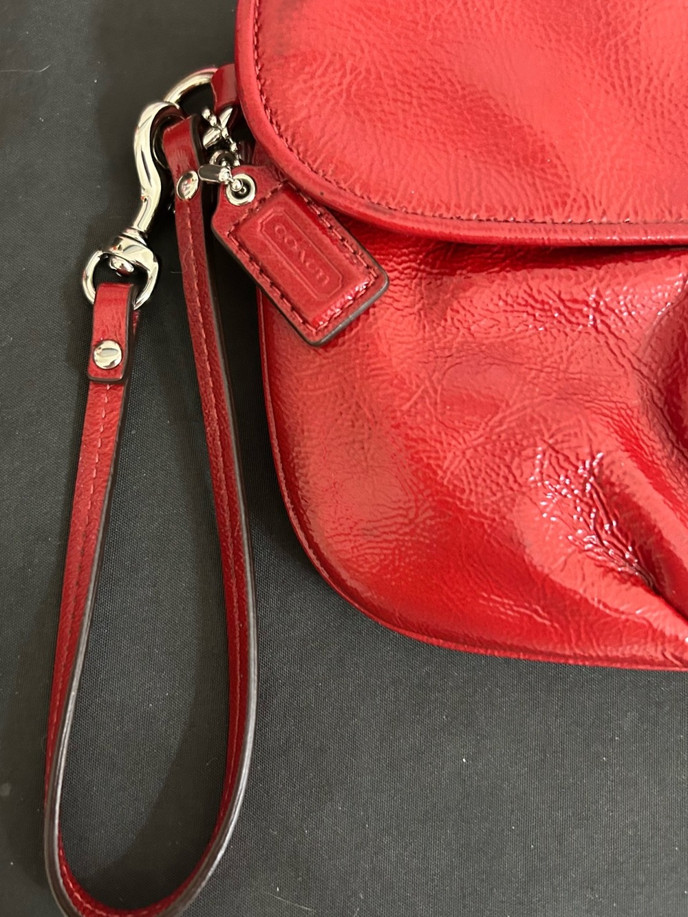 Coach Red Leather Pleated Clutch with Signature Button, with hang tag. EUC - Picture 2 of 7